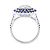 Sapphire and diamond halo ring