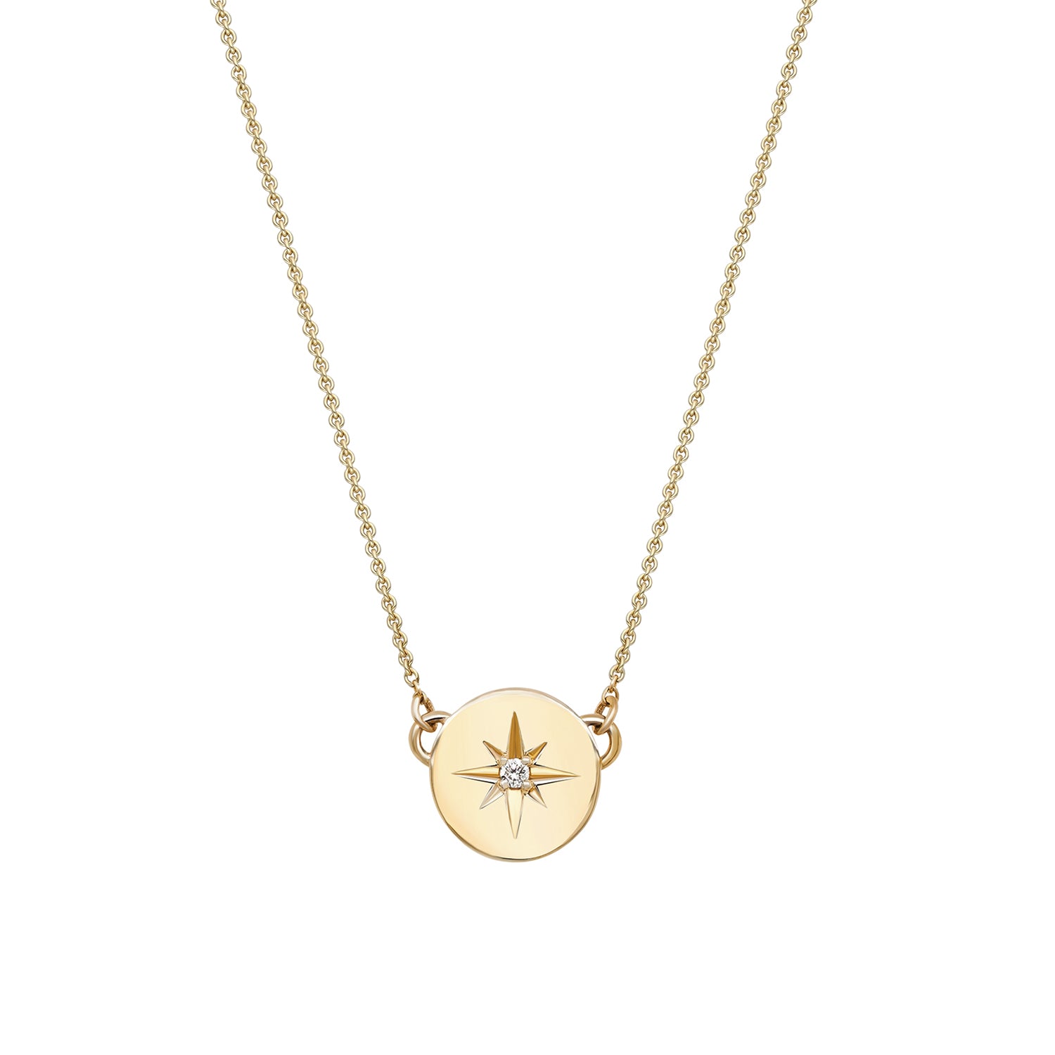 Gold disc necklace follow your star