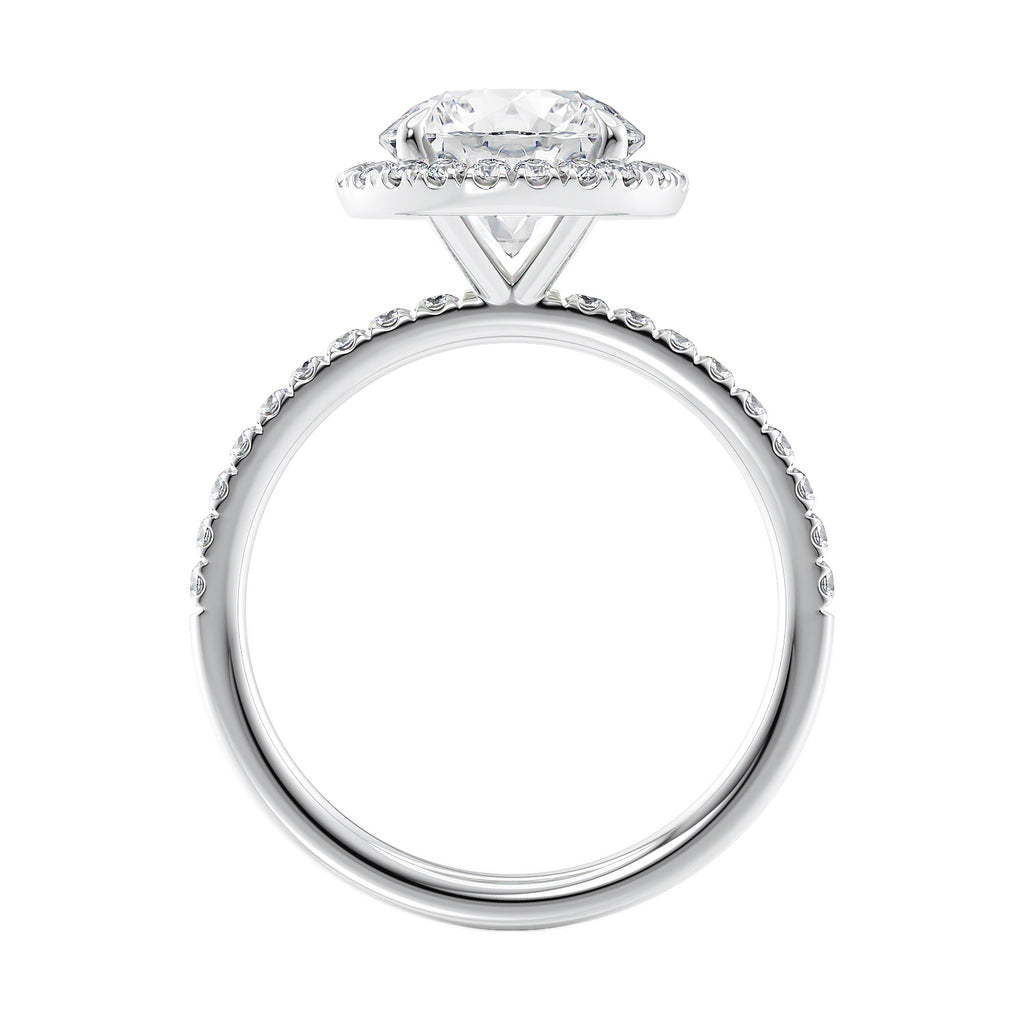 Halo style lab grown diamond ring made in Ireland